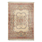 6x9 Ivory, Blush, Brown Color Hand Knotted French Aubusson Savonnerie New Zealand Wool Traditional Oriental Rug